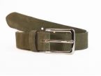 Ceinture cuir velours vert, boucle élégante acier poli - 2037