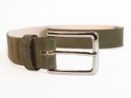 Ceinture cuir velours vert, boucle élégante acier poli - 2037