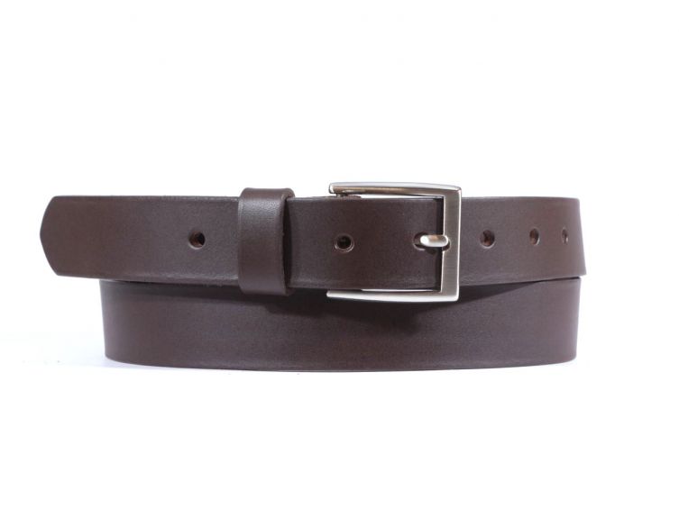 Ceinture cuir marron foncé boucle rectangulaire très sobre 4051