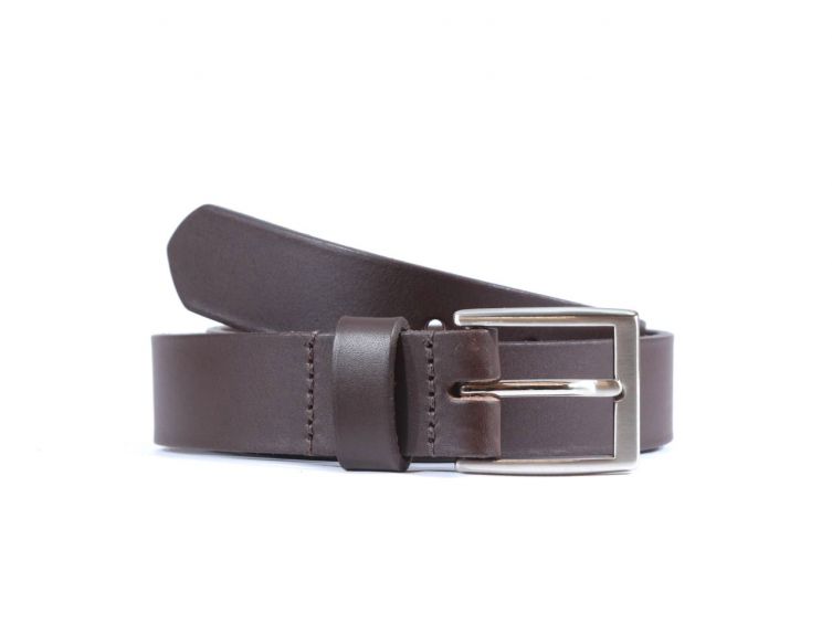 Ceinture cuir marron foncé boucle rectangulaire très sobre 4051