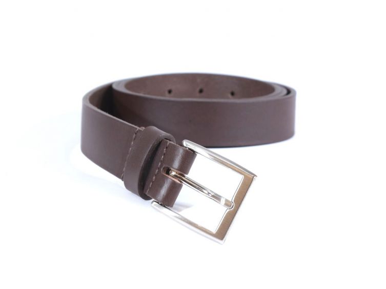 Ceinture cuir marron foncé boucle rectangulaire très sobre 4051