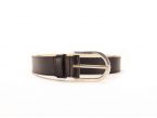 Ceinture cuir doublé bleu nuit, boucle rectangle acier poli 5029 