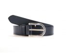 Ceinture cuir doublé bleu nuit, boucle rectangle acier poli 5029 
