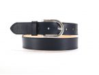 Ceinture cuir doublé bleu nuit, boucle rectangle acier poli 5029 
