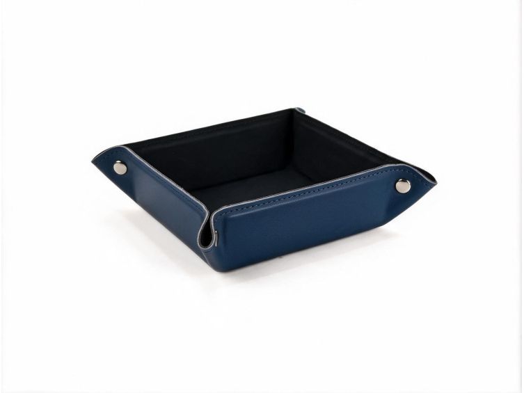 Vide poche carré en cuir bleu - VP502