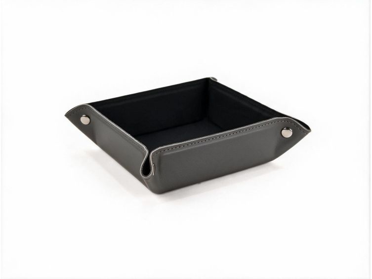 Vide poche carré en cuir gris - VP502