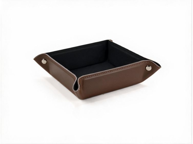 Vide poche carré en cuir marron - VP502