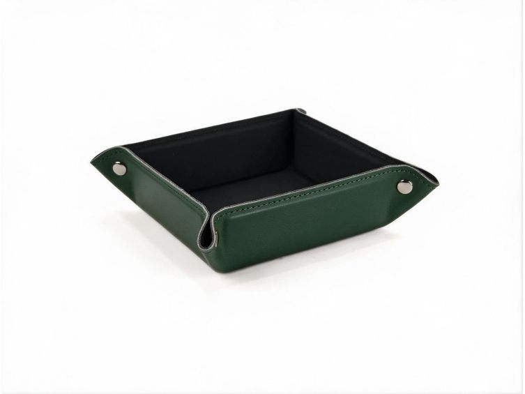 Vide poche carré en cuir vert - VP502