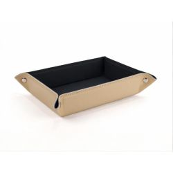 Vide poche rectangle en cuir beige - VP503