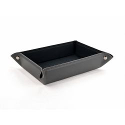 Vide poche rectangle en cuir gris - VP503
