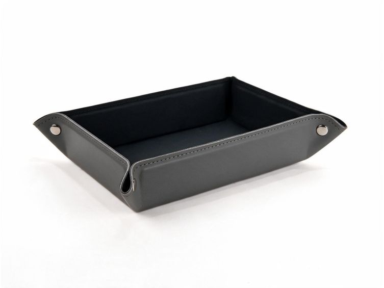 Vide poche rectangle en cuir gris - VP503