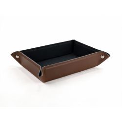 Vide poche rectangle en cuir marron - VP503