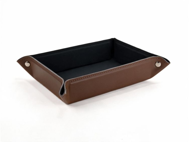 Vide poche rectangle en cuir marron - VP503