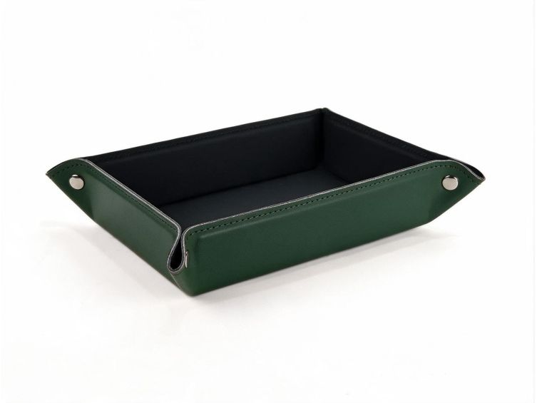 Vide poche rectangle en cuir vert - VP503