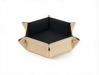 Vide poche hexagonal en cuir beige - VP504