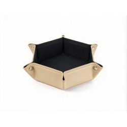 Vide poche hexagonal en cuir beige - VP504