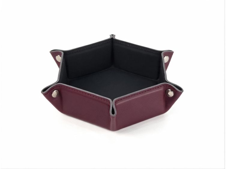Vide poche hexagonal en cuir bordeaux - VP504