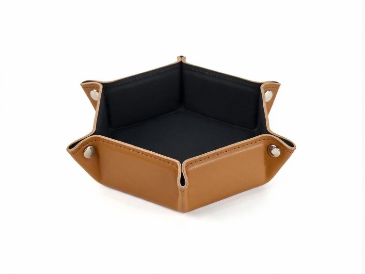 Vide poche hexagonal en cuir gold - VP504