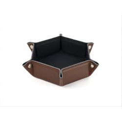 Vide poche hexagonal en cuir marron - VP504