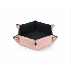 Vide poche hexagonal en cuir rose - VP504