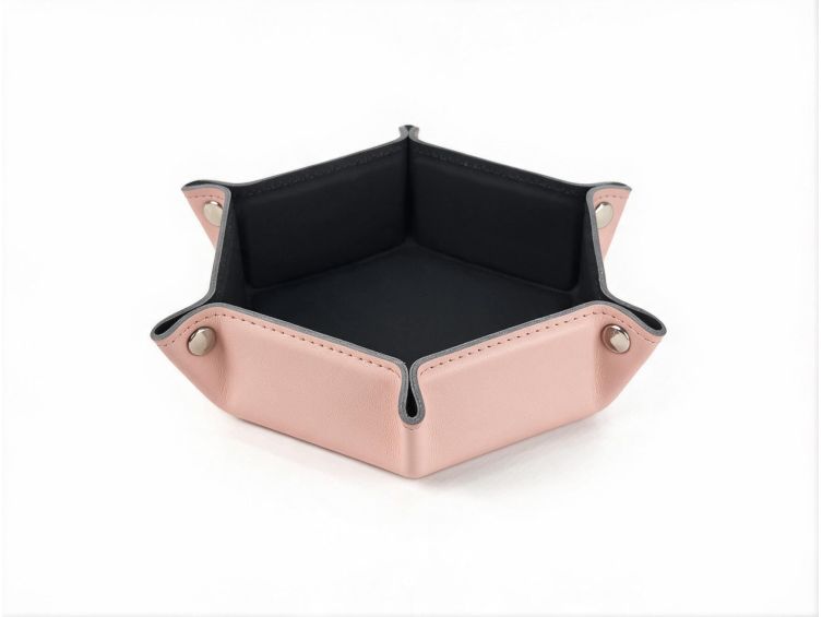 Vide poche hexagonal en cuir rose - VP504