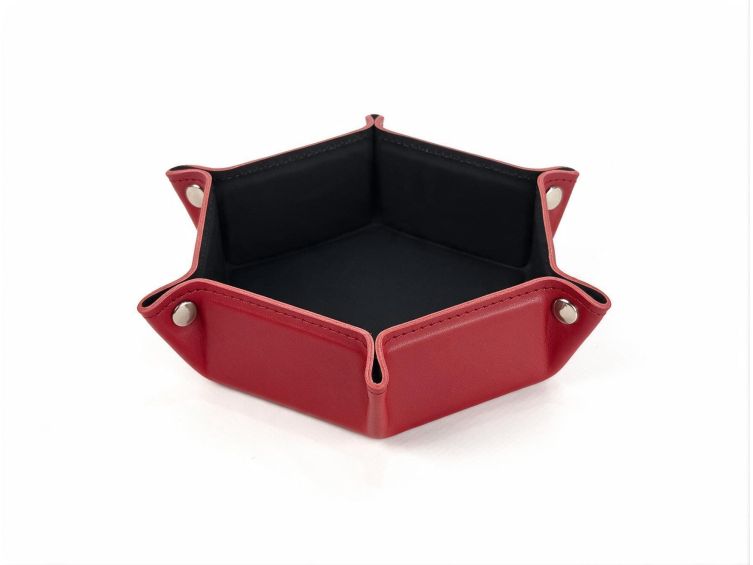 Vide poche hexagonal en cuir rouge - VP504
