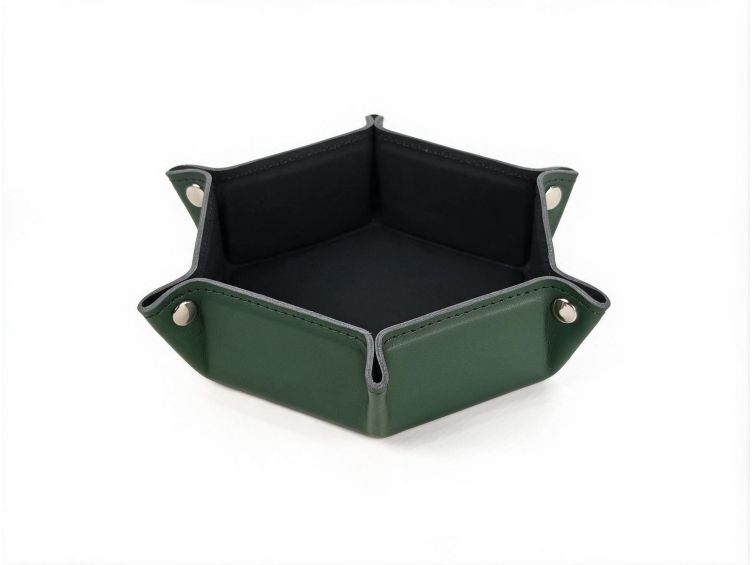 Vide poche hexagonal en cuir vert - VP504