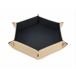 Vide poche hexagonal XL en cuir beige - VP506