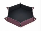 Vide poche hexagonal XL en cuir bordeaux - VP506
