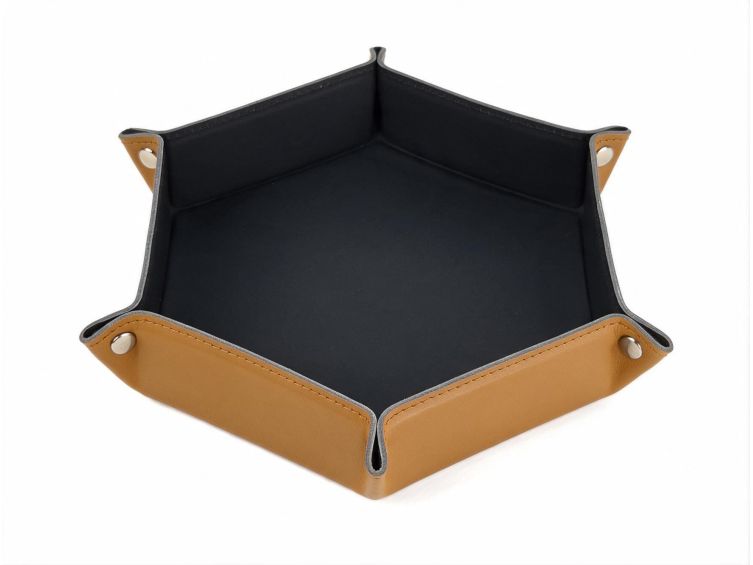 Vide poche hexagonal XL en cuir gold - VP506