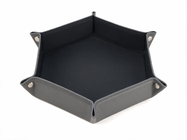 Vide poche hexagonal XL en cuir gris - VP506