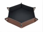 Vide poche hexagonal XL en cuir marron - VP506