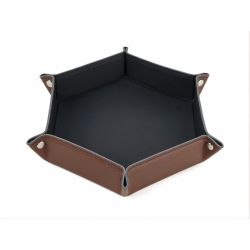 Vide poche hexagonal XL en cuir marron - VP506