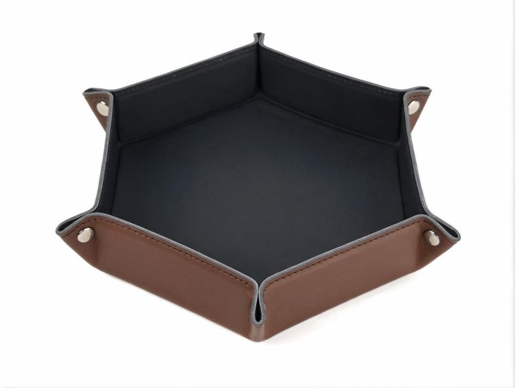 Vide poche hexagonal XL en cuir marron - VP506