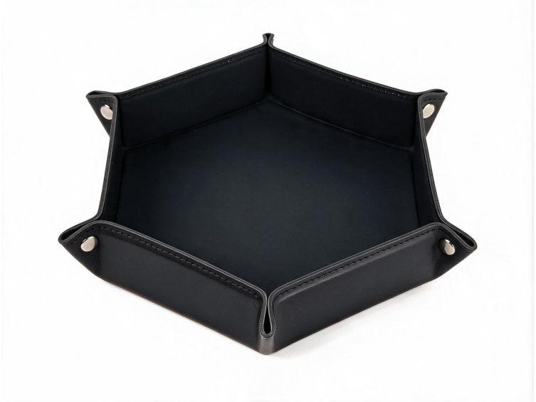 Vide poche hexagonal XL en cuir noir - VP506