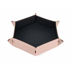 Vide poche hexagonal XL en cuir rose - VP506