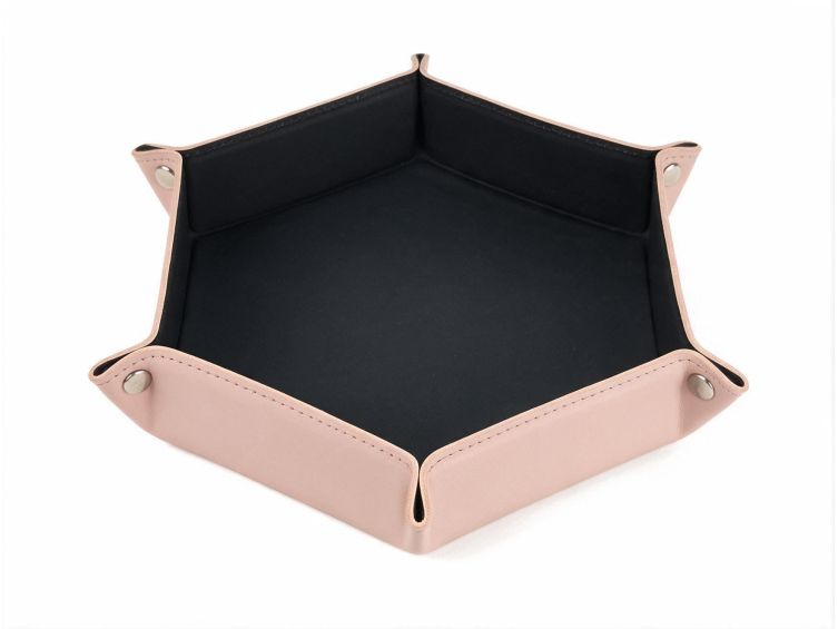 Vide poche hexagonal XL en cuir rose - VP506