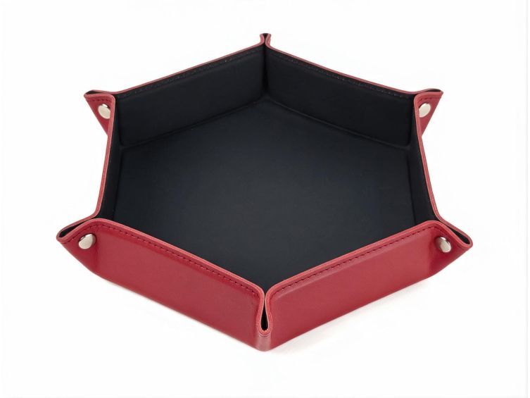 Vide poche hexagonal XL en cuir rouge - VP506