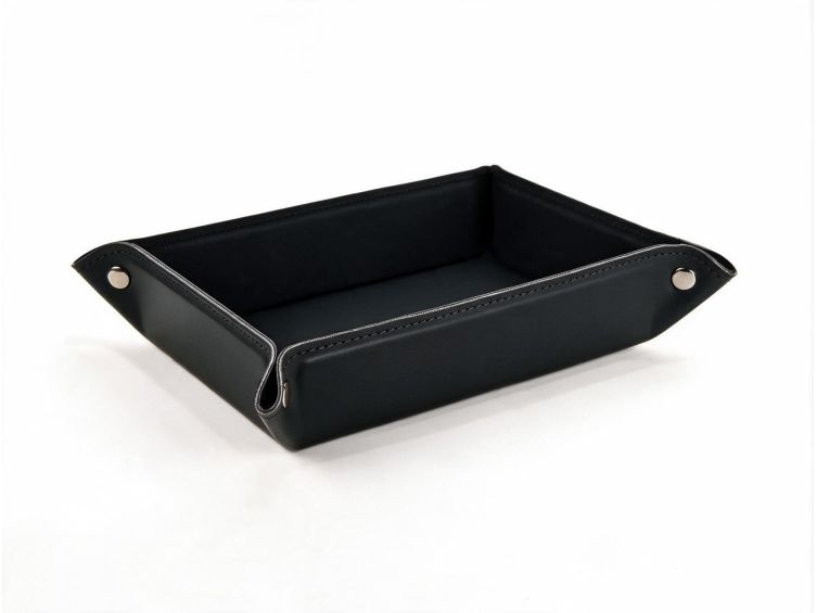 Vide poche rectangle en cuir noir - VP503