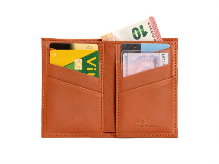 Porte-cartes "Luxe" tout cuir orange 8 Cartes - PM-018-01