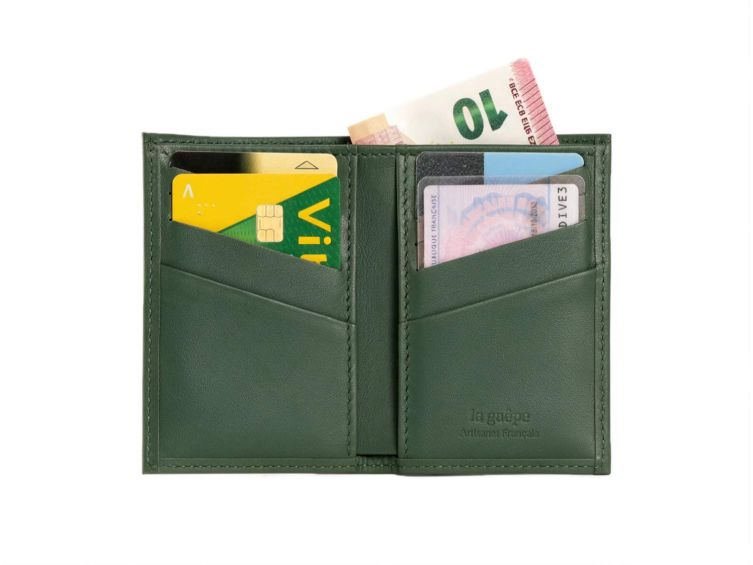 Porte-cartes "Luxe" tout cuir vert 8 Cartes - PM-018-01