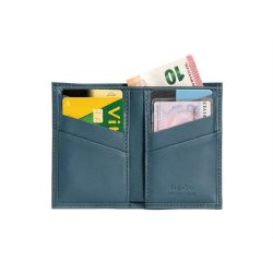 Porte-cartes anti-rfid "Luxe" tout cuir bleu pétrole 8 Cartes - PM-018-06