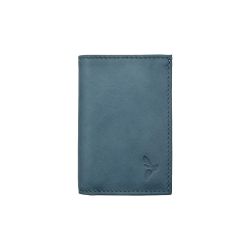Porte-cartes compact "Luxe" tout cuir bleu pétrole - PM-038-01