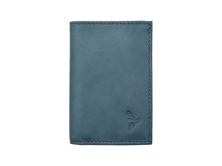 Porte-cartes compact "Luxe" tout cuir bleu pétrole - PM-038-01