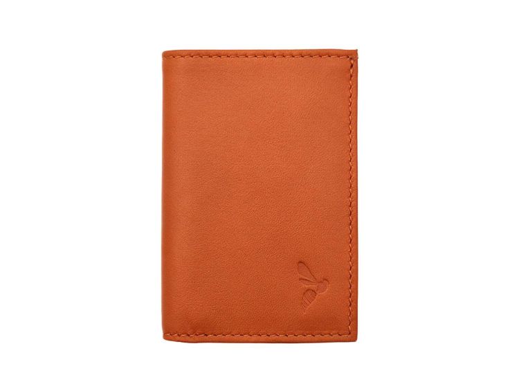 Porte-cartes compact "Luxe" tout cuir orange - PM-038-01