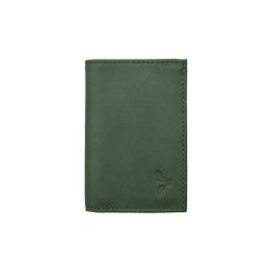 Porte-cartes compact "Luxe" tout cuir vert - PM-038-01
