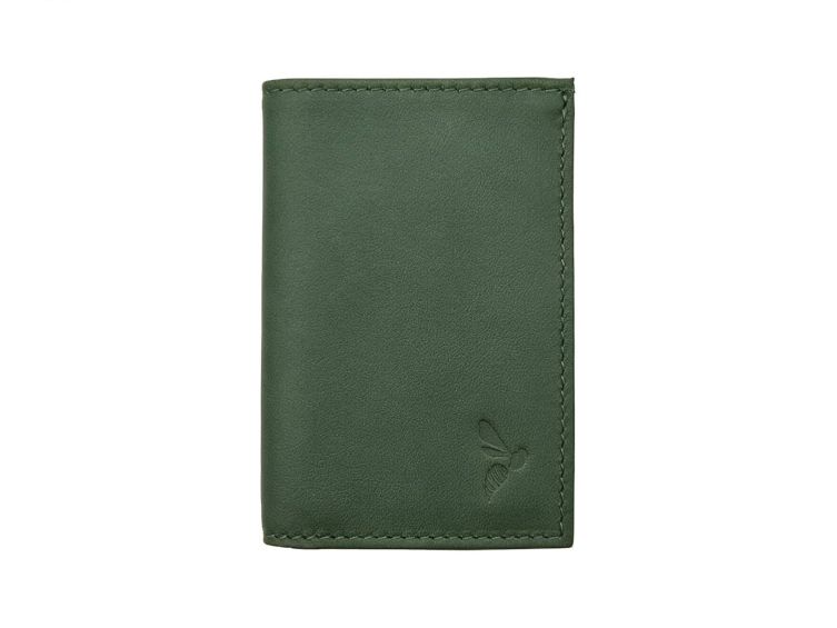 Porte-cartes compact "Luxe" tout cuir vert - PM-038-01